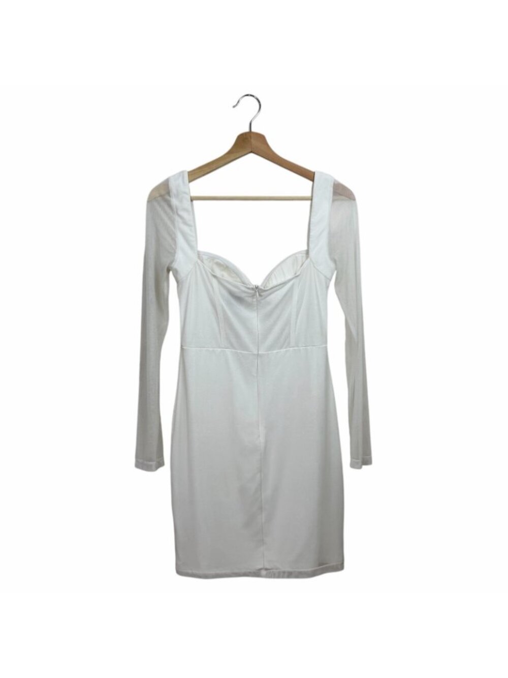 Princess Polly Sheer Bodycon Mini Dress Size 8 White Mesh Illusion Sweetheart - Picture 3 of 13